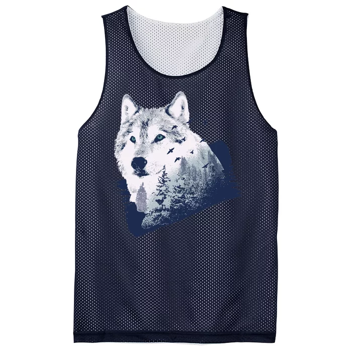 Wolf Wilderness Forest Mesh Reversible Basketball Jersey Tank