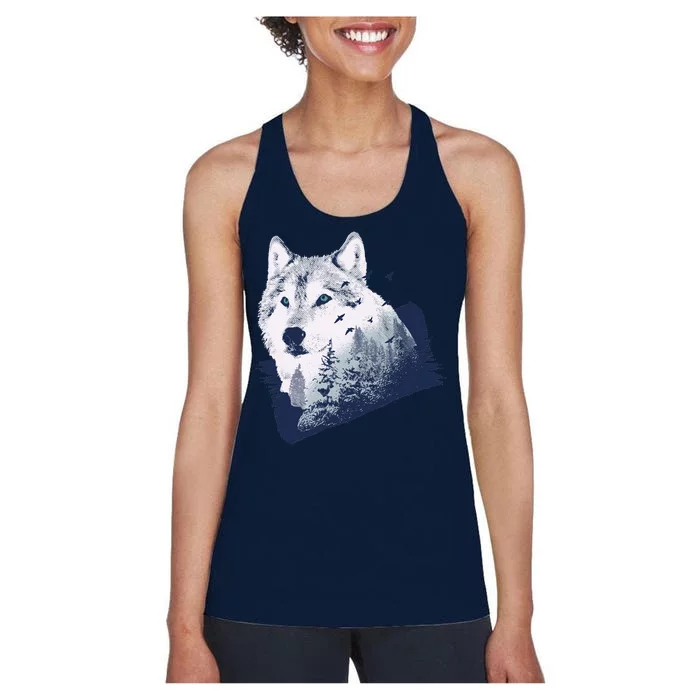 Wolf Wilderness Forest Women's Racerback Tank