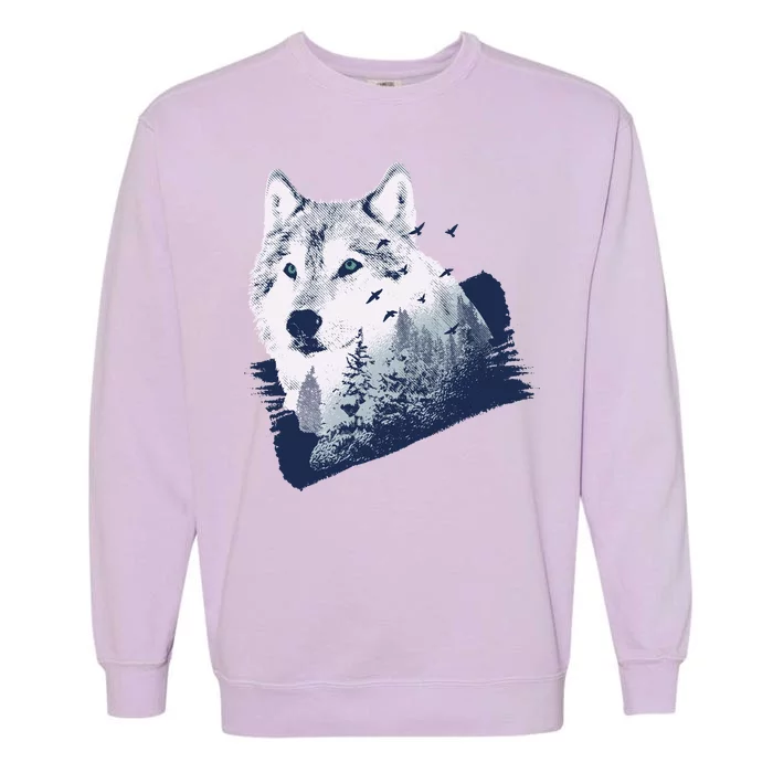 Wolf Wilderness Forest Garment-Dyed Sweatshirt