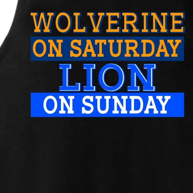 Wolverine On Saturday Lion on Sunday Sports Fan Ladies Tri-Blend Wicking Tank