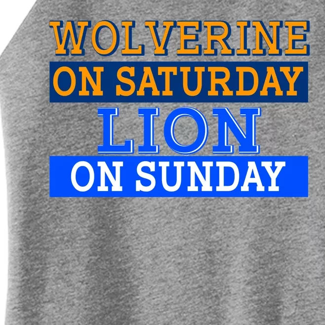 Wolverine On Saturday Lion on Sunday Sports Fan Women’s Perfect Tri Rocker Tank