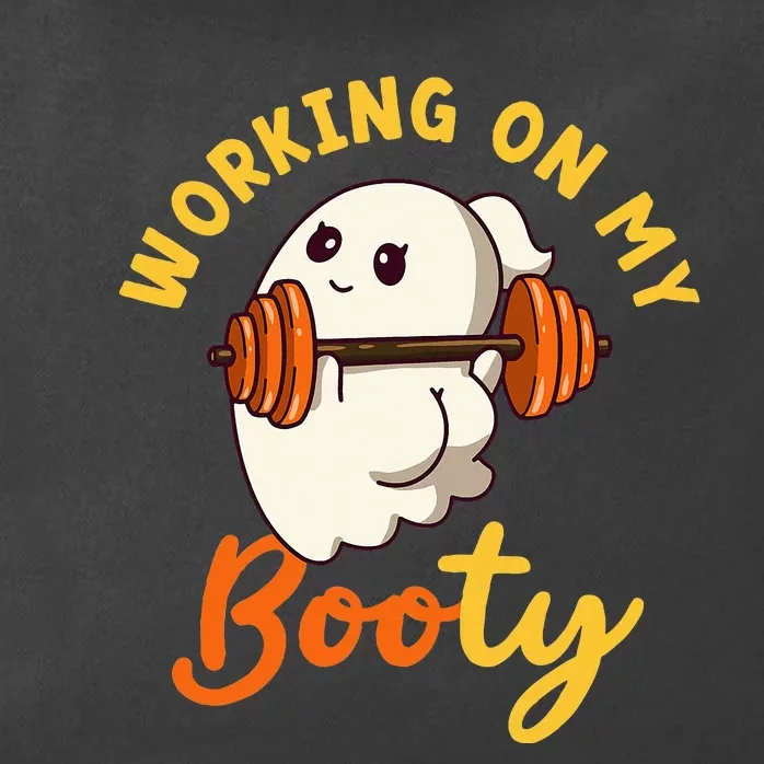 Working On My Booty Booty Funny Halloween Gym Ghost Pun Zip Tote Bag