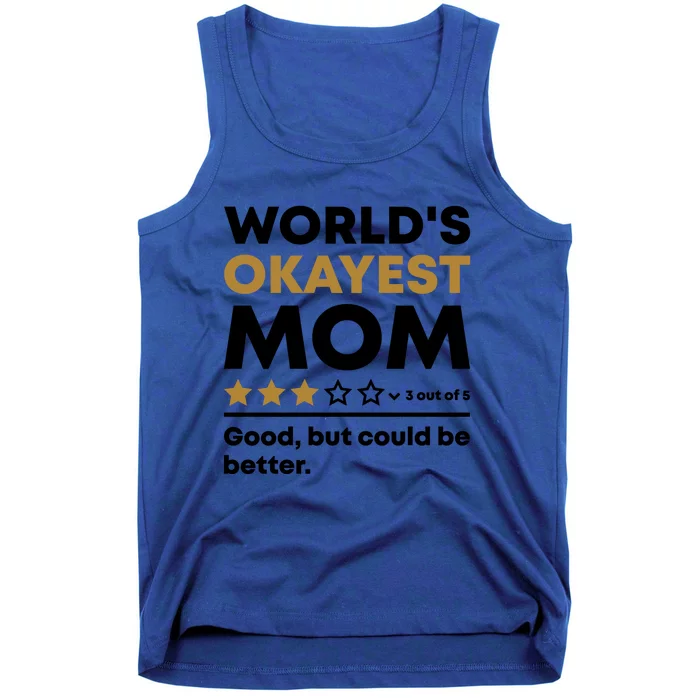 Worlds Okayest Mom 3 Stars Funny Mother's Day Mama Mommy Cute Gift Tank Top