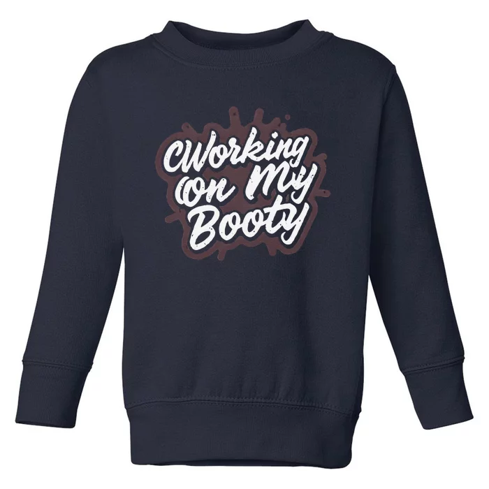 Working On My Booty Ghost Halloween Gym Humor Bodybuilder Toddler Sweatshirt