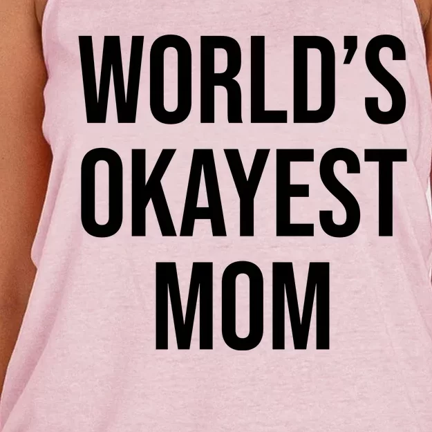 Worlds Okayest Mom Funny Women's Knotted Racerback Tank