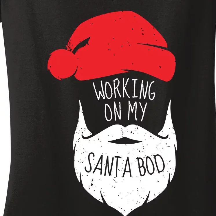 Working On My Santa Bod Shirts Christmas Dad Bod Women's V-Neck T-Shirt