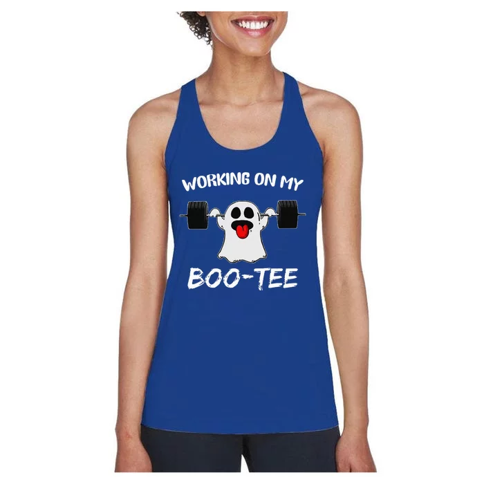 Working On My Boo Ghost Workout Gym Halloween Women's Racerback Tank