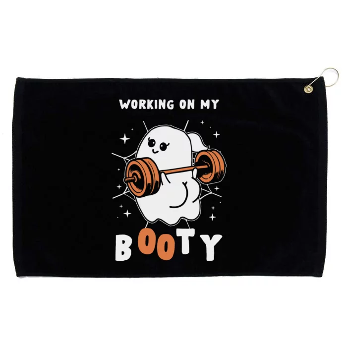 Working On My Booty Halloween Gym Cute Boo Ghost Fitness Grommeted Golf Towel