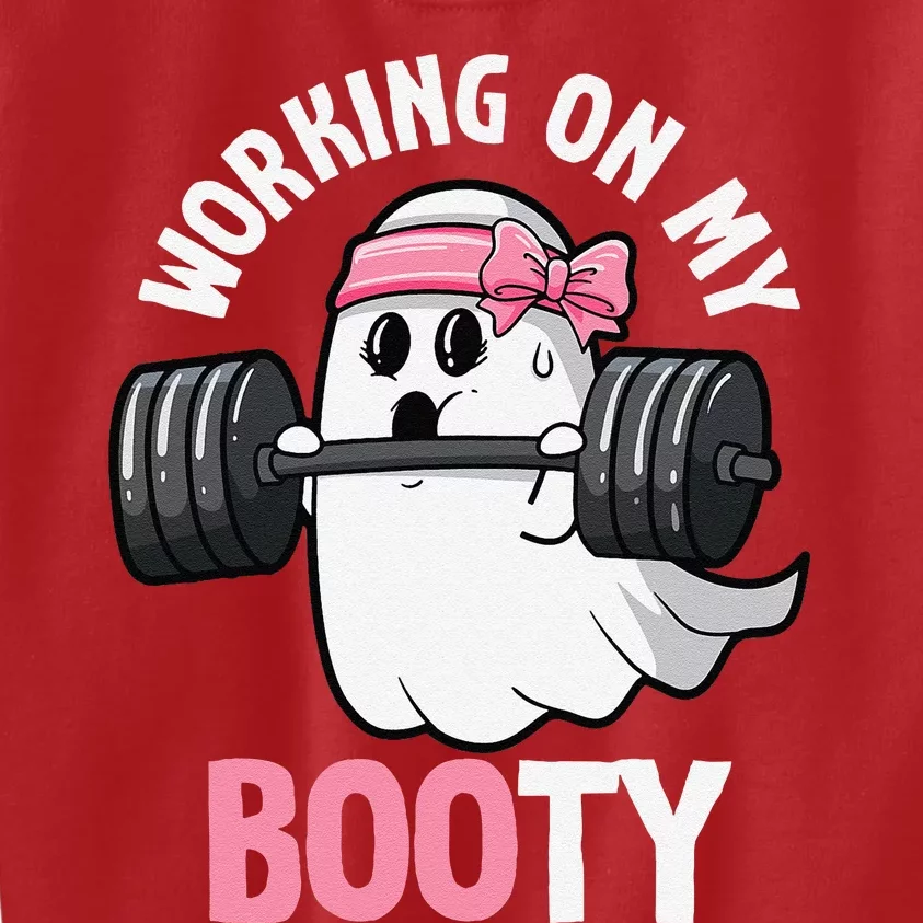 Working On My Booty Spooky Halloween Ghost Gym Workout Pun Kids Sweatshirt