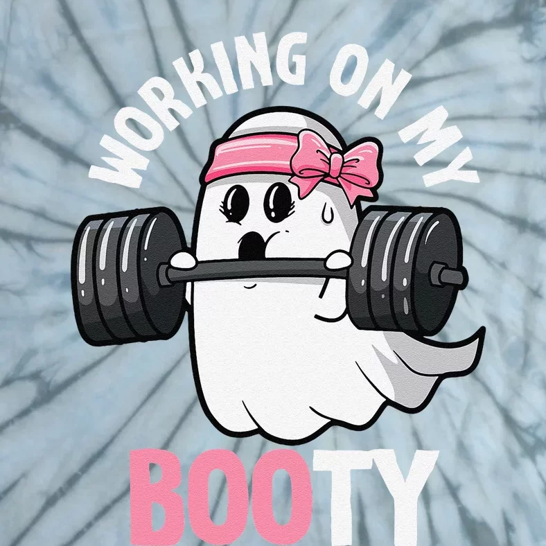 Working On My Booty Spooky Halloween Ghost Gym Workout Pun Tie-Dye T-Shirt