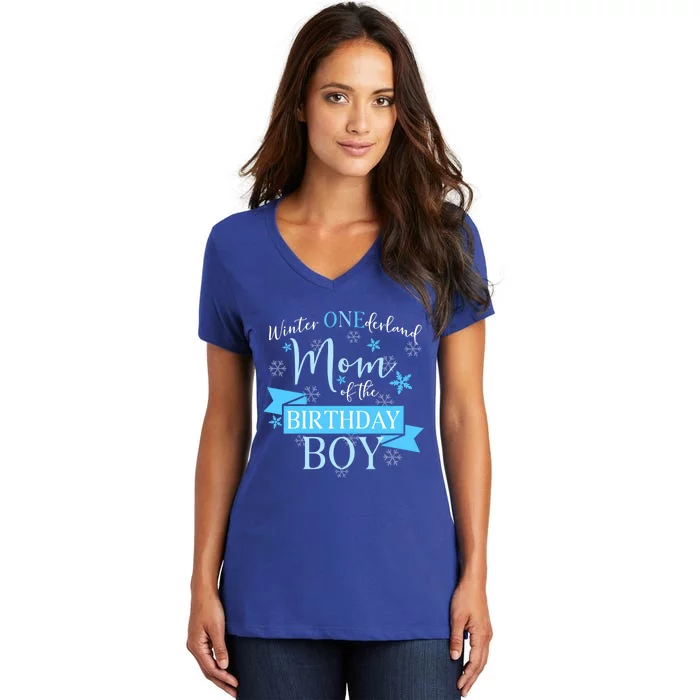 Winter Onederland Mom Of The Birthday Gift Women's V-Neck T-Shirt