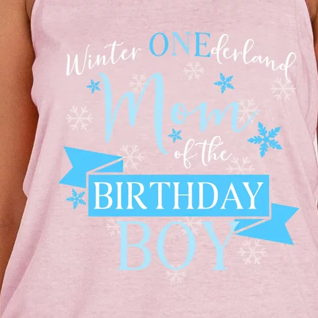 Winter Onederland Mom Of The Birthday Gift Women's Knotted Racerback Tank