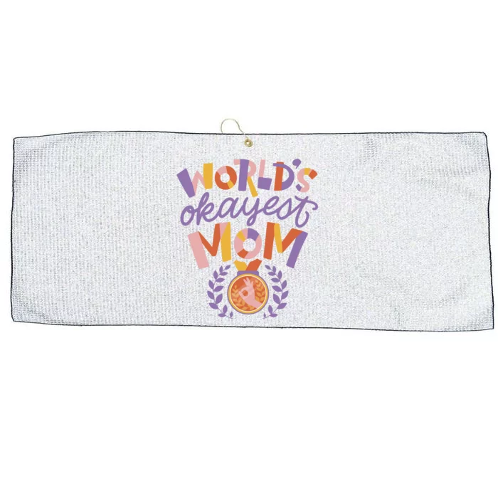 World's Okayest Mom Award Large Microfiber Waffle Golf Towel