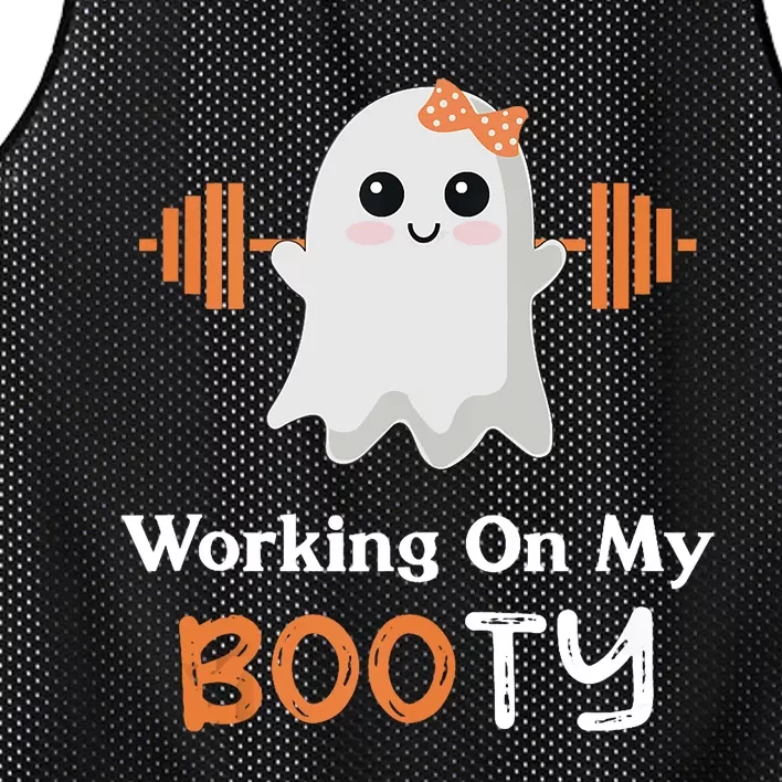 Working On My Booty Funny Halloween Gym Ghost Booty Pun Mesh Reversible Basketball Jersey Tank