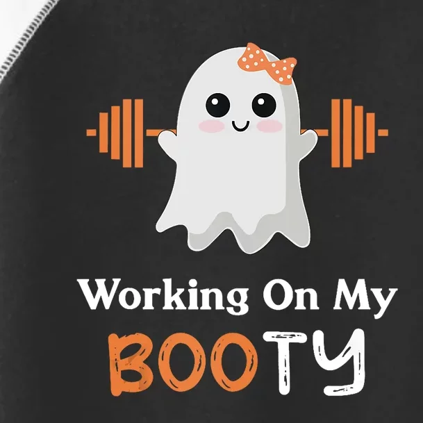 Working On My Booty Funny Halloween Gym Ghost Booty Pun Toddler Fine Jersey T-Shirt