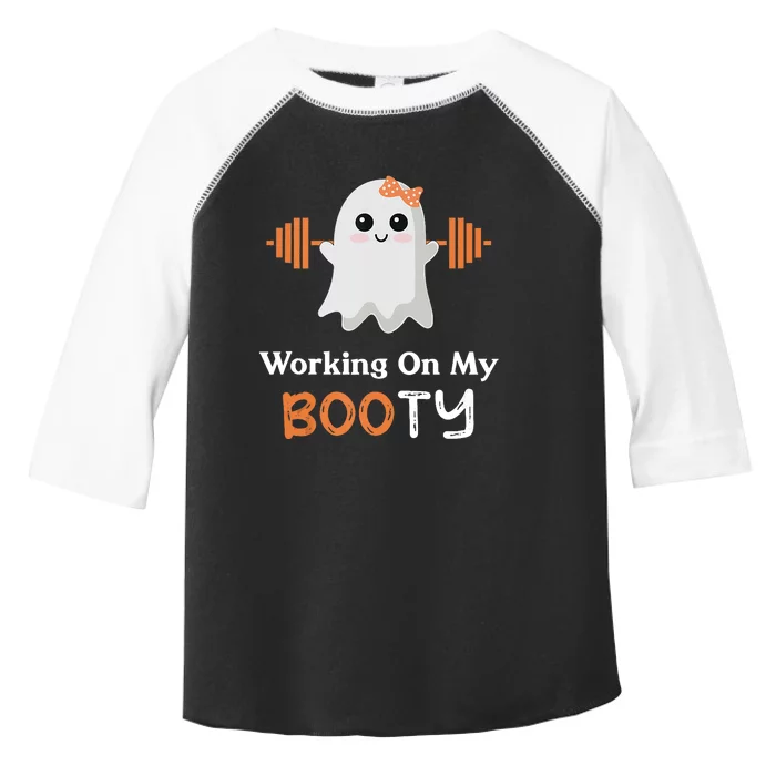 Working On My Booty Funny Halloween Gym Ghost Booty Pun Toddler Fine Jersey T-Shirt