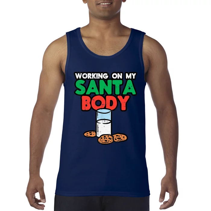 Working On My Santa Body Funny Christmas Cookies Tank Top