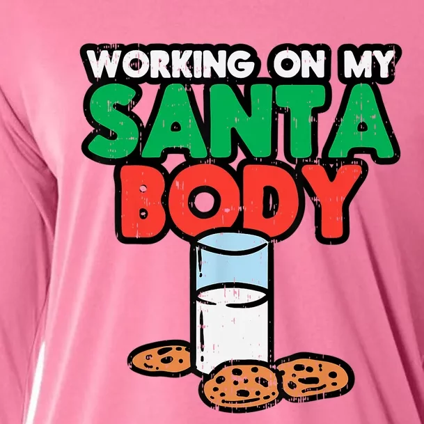 Working On My Santa Body Funny Christmas Cookies Cooling Performance Long Sleeve Crew