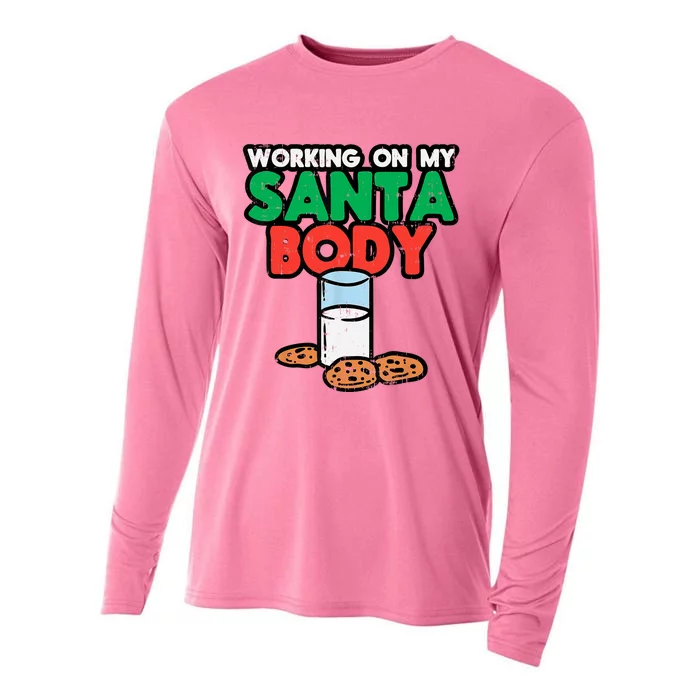 Working On My Santa Body Funny Christmas Cookies Cooling Performance Long Sleeve Crew