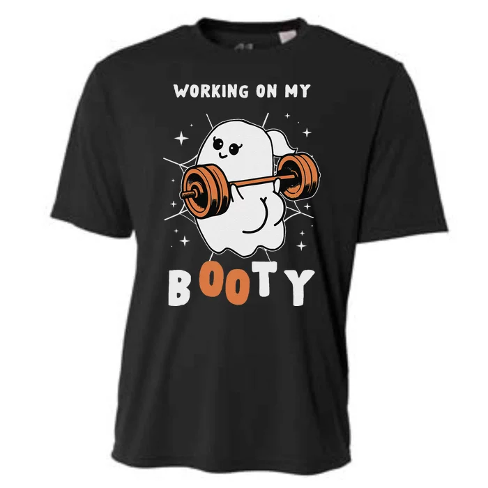 Working On My Booty Halloween Gym Cute Boo Ghost Fitness Cooling Performance Crew T-Shirt