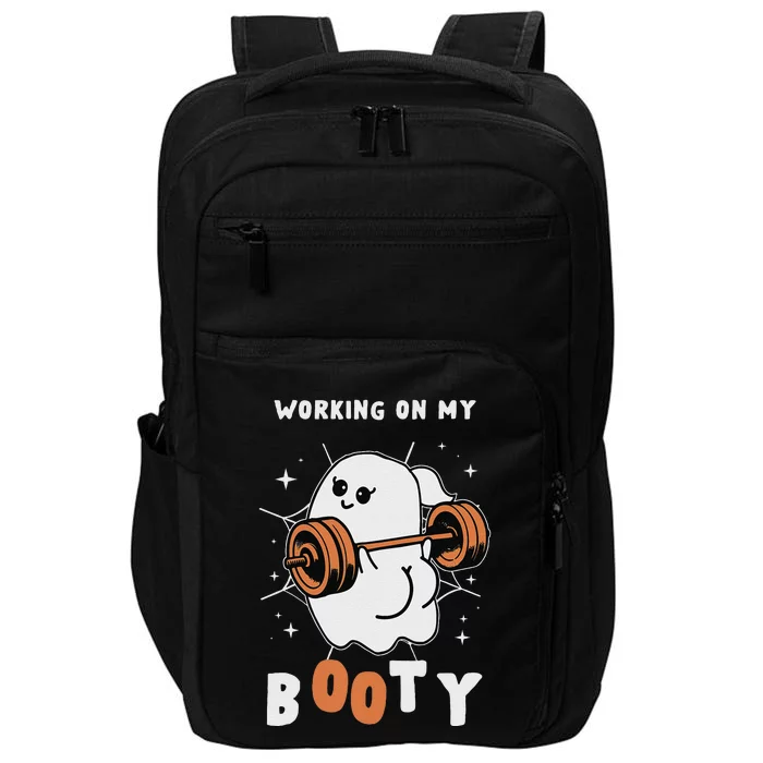 Working On My Booty Halloween Gym Cute Boo Ghost Fitness Impact Tech Backpack