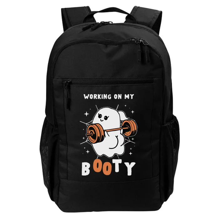 Working On My Booty Halloween Gym Cute Boo Ghost Fitness Daily Commute Backpack