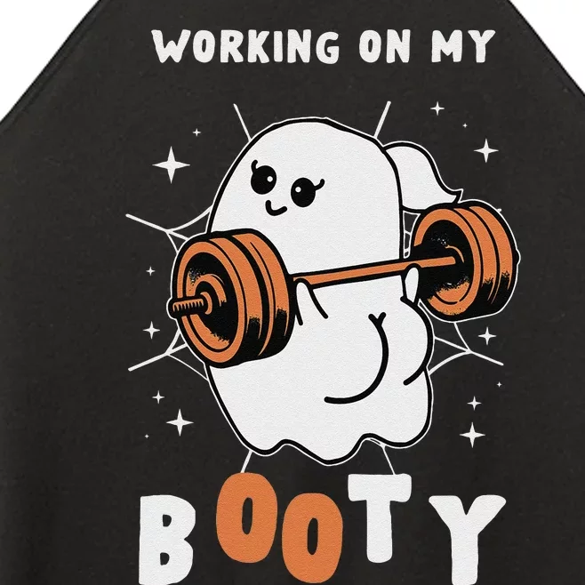 Working On My Booty Halloween Gym Cute Boo Ghost Fitness Women’s Perfect Tri Rocker Tank