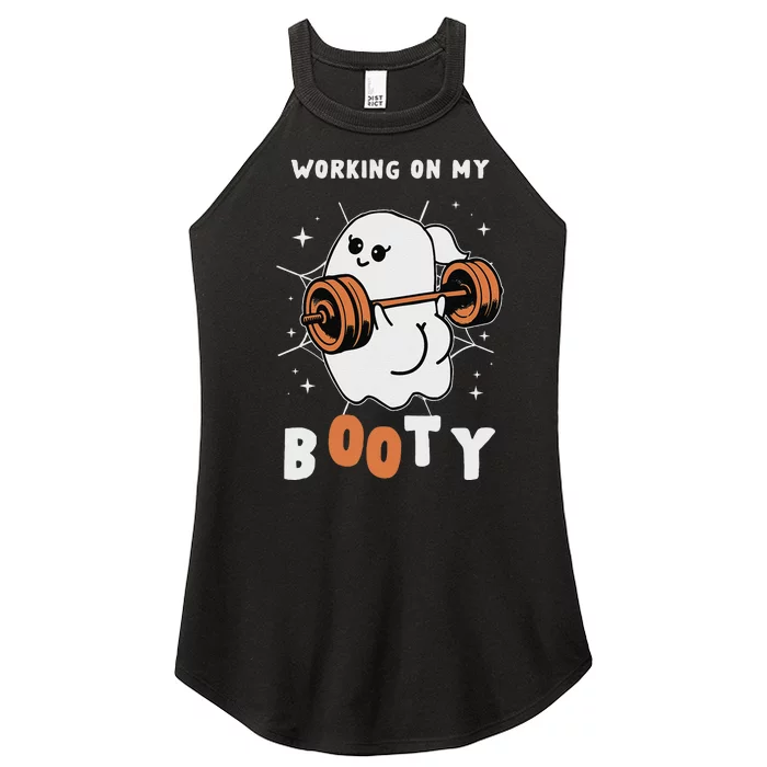 Working On My Booty Halloween Gym Cute Boo Ghost Fitness Women’s Perfect Tri Rocker Tank