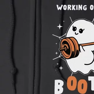 Working On My Booty Halloween Gym Cute Boo Ghost Fitness Full Zip Hoodie