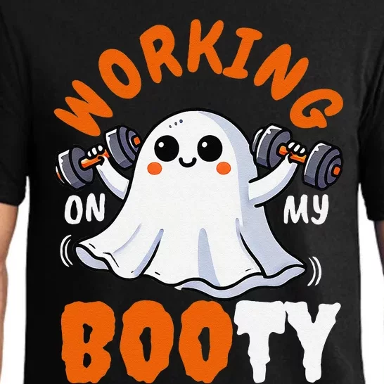 Working On My Booty Booty Funny Halloween Gym Ghost Pun Pajama Set