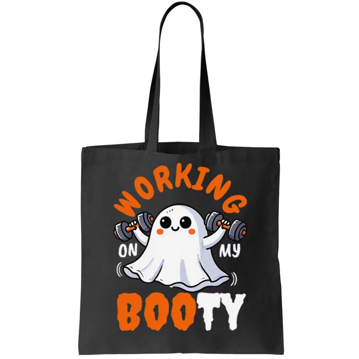 Working On My Booty Booty Funny Halloween Gym Ghost Pun Tote Bag