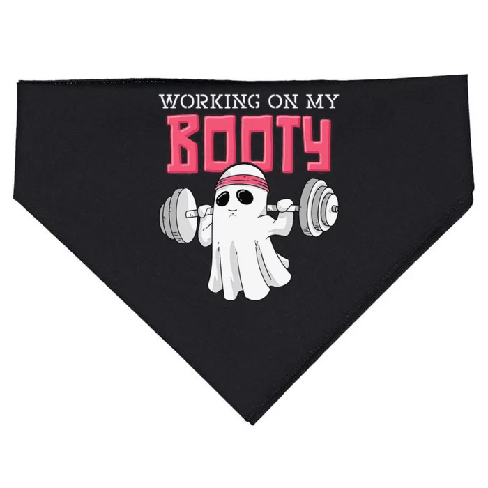 Working On My Booty Booty Funny Halloween Gym Ghost Pun USA-Made Doggie Bandana