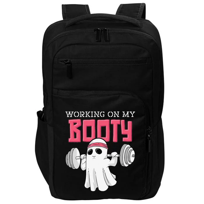 Working On My Booty Booty Funny Halloween Gym Ghost Pun Impact Tech Backpack