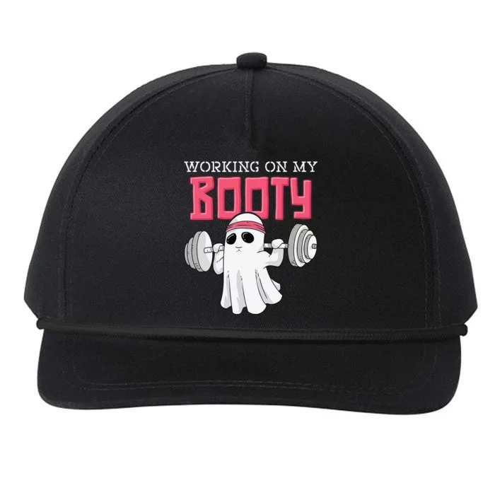 Working On My Booty Booty Funny Halloween Gym Ghost Pun Snapback Five-Panel Rope Hat