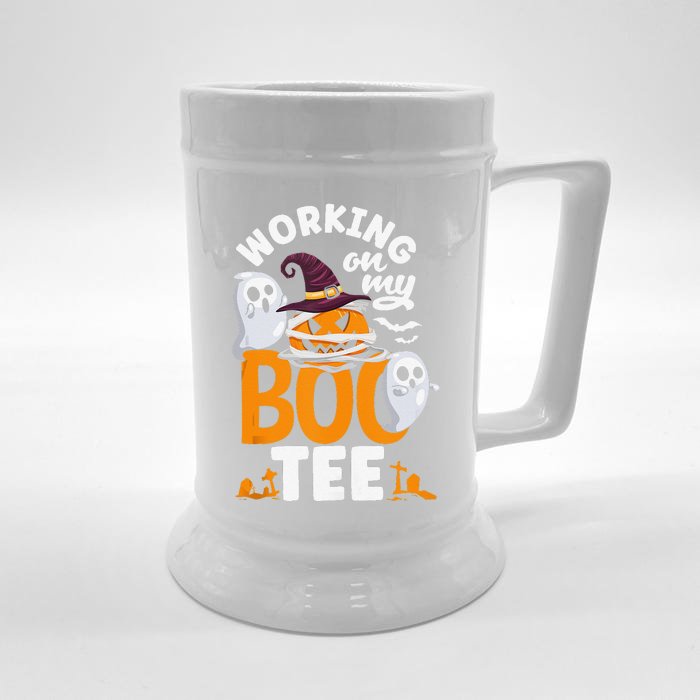 Working On My Boo Halloween Weightlifter Gym Workout Front & Back Beer Stein