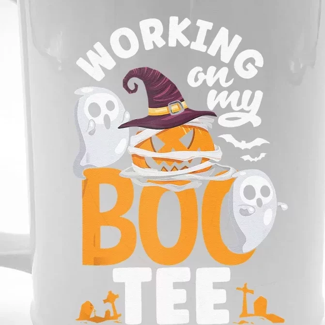 Working On My Boo Halloween Weightlifter Gym Workout Front & Back Beer Stein