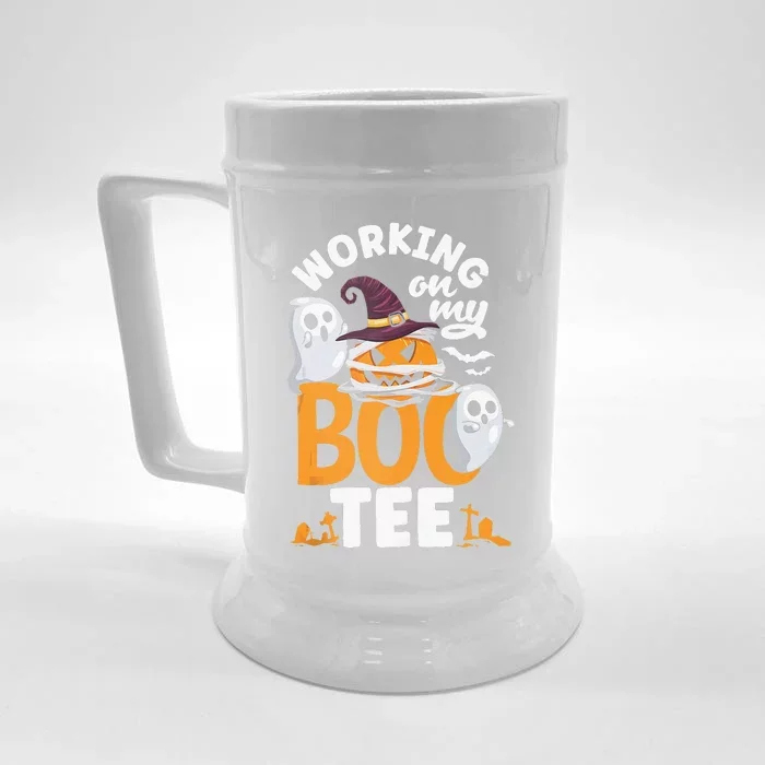 Working On My Boo Halloween Weightlifter Gym Workout Front & Back Beer Stein