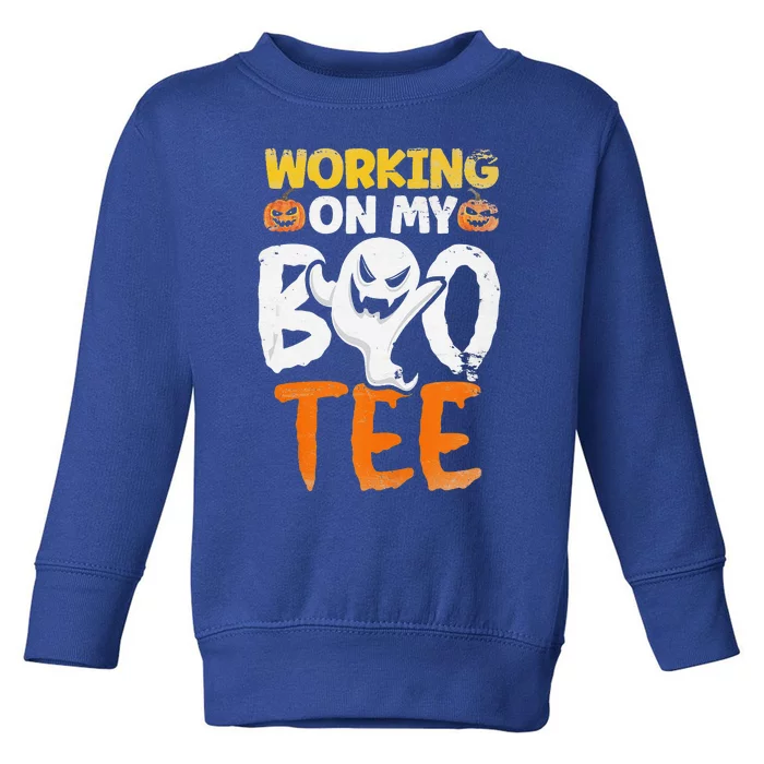 Working On My Boo Halloween Workout Weightlifting Toddler Sweatshirt