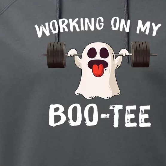 Working On My Boo Halloween Dead Lift Ghost Gym Weights Performance Fleece Hoodie