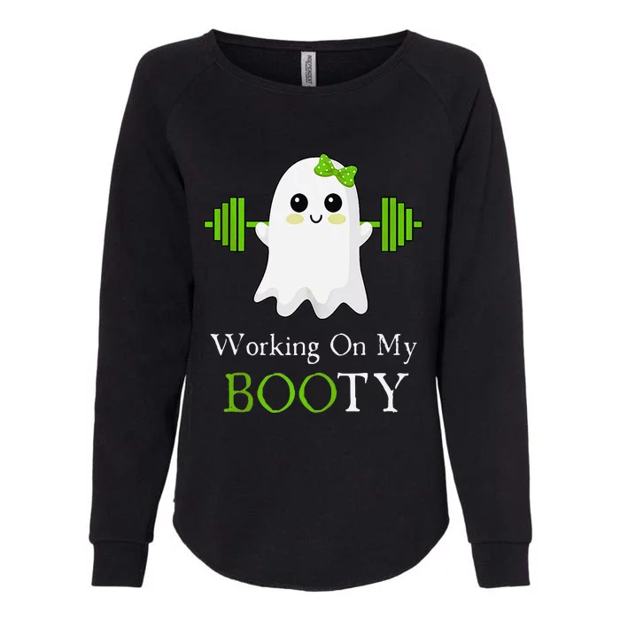 Working On My Booty Ghost Halloween Gym Humor Bodybuilder Womens California Wash Sweatshirt