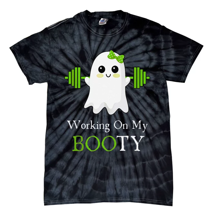 Working On My Booty Ghost Halloween Gym Humor Bodybuilder Tie-Dye T-Shirt