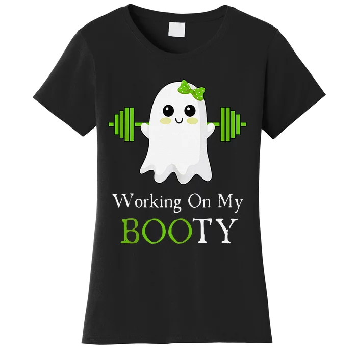 Working On My Booty Ghost Halloween Gym Humor Bodybuilder Women's T-Shirt