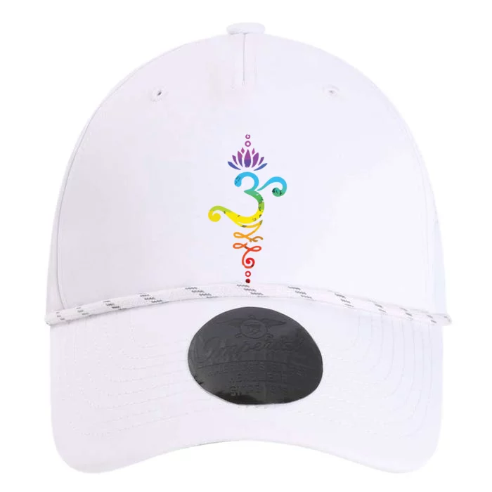 Womens Om Mantra Yoga Symbol Lotus Flower Rainbow Chakra VNeck Performance The Dyno Cap