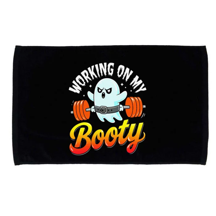 Working On My Booty Ghost Halloween Gym Humor Bodybuilder Microfiber Hand Towel