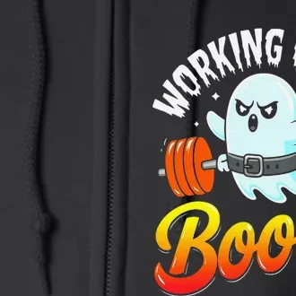 Working On My Booty Ghost Halloween Gym Humor Bodybuilder Full Zip Hoodie