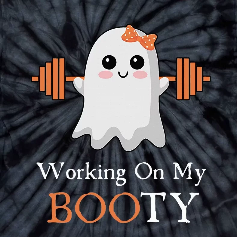 Working On My Booty BooTy Funny Halloween Gym Ghost Pun Tie-Dye T-Shirt