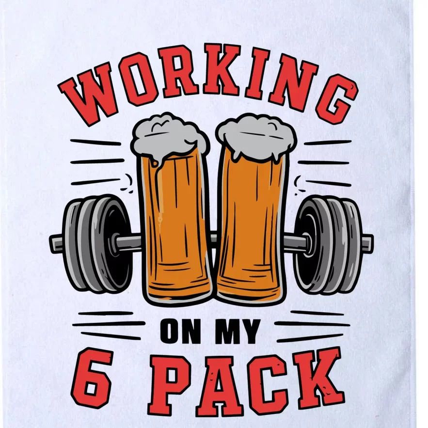 Working On My 6 Pack Beer Dad Funny Gymmer Platinum Collection Golf Towel