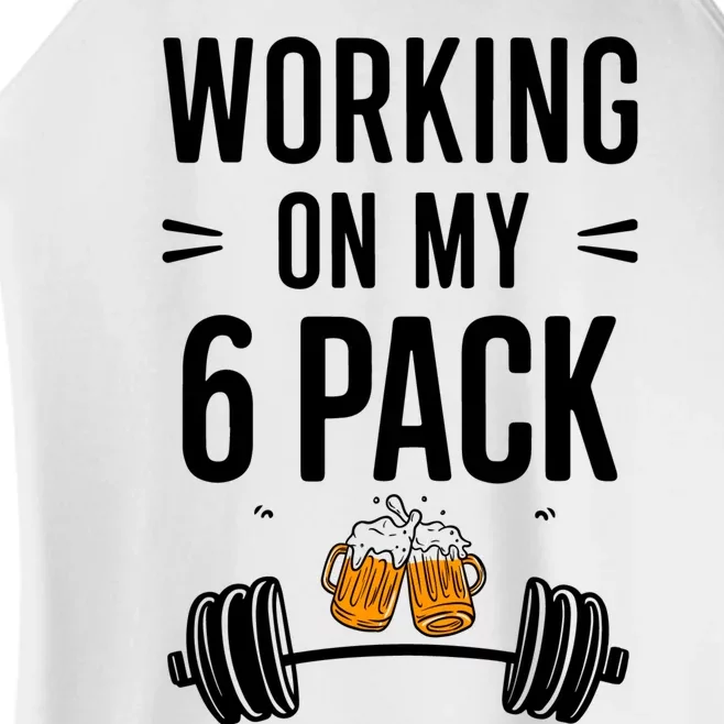 Working On My 6 Pack Beer Dad Funny Gymmer Women’s Perfect Tri Rocker Tank