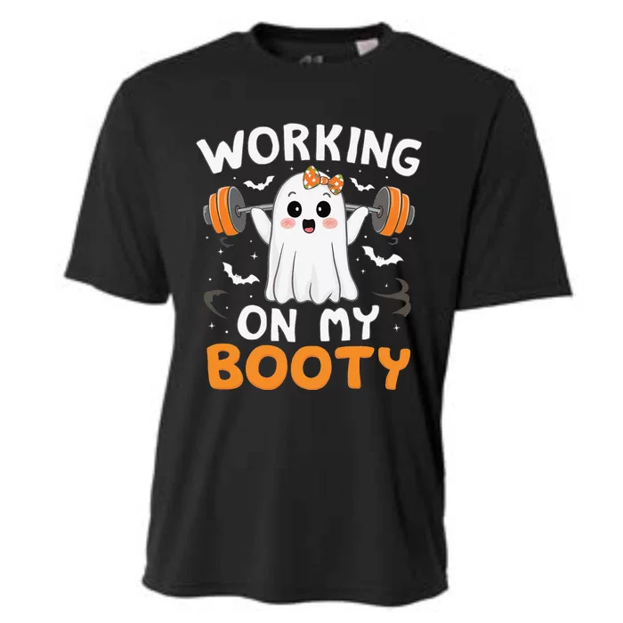 Working On My Booty Funny Halloween Ghost Gym Workout Cooling Performance Crew T-Shirt