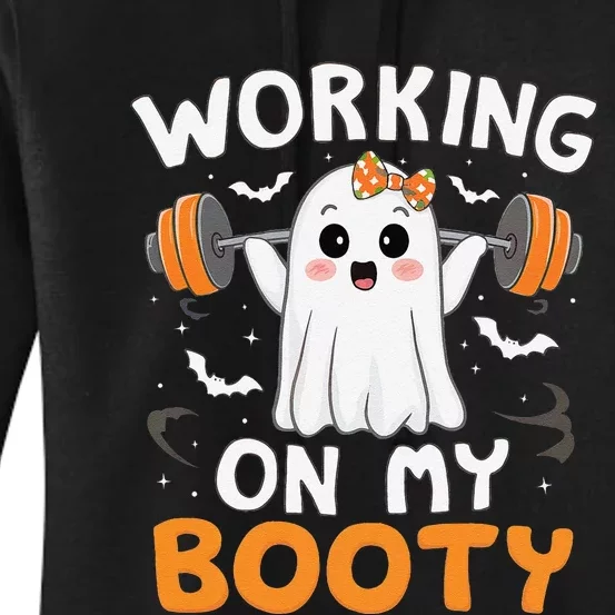 Working On My Booty Funny Halloween Ghost Gym Workout Women's Pullover Hoodie